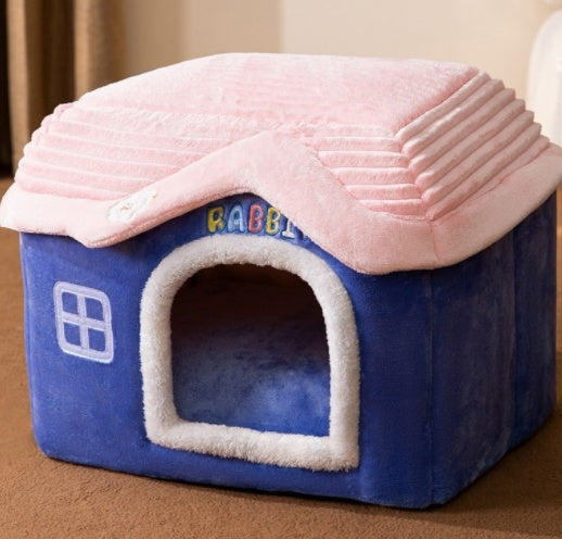 Foldable Dog House Pet Cat Bed Winter Villa_
