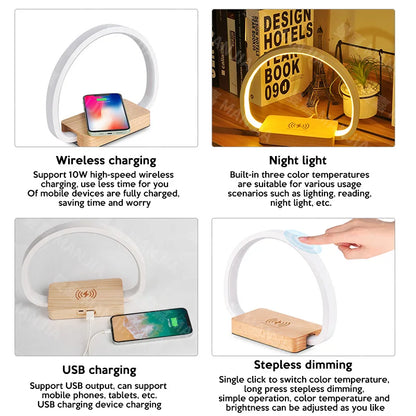 Yazijico™ LAOPAO Bedside Lamp 10W Wireless Charger - Yazijico™ 