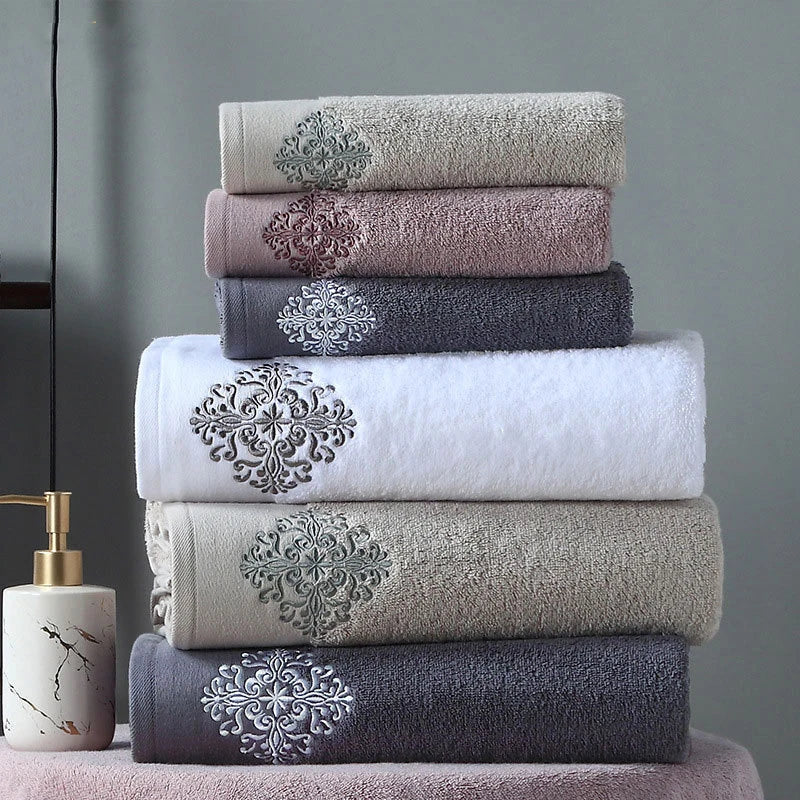 Luxury Embroidery Adult Bath Towels Bathroom Soft Cover  | Yazijico™