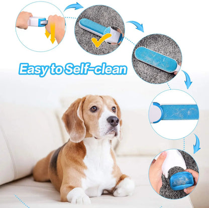 Pet Hair Remover Brush Dog Cat Hair Remover with Self-Cleaning Base Efficient Double Sided Animal Hair Removal Tool