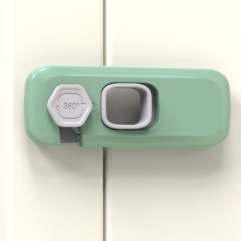 Green and gray door lock on a white background