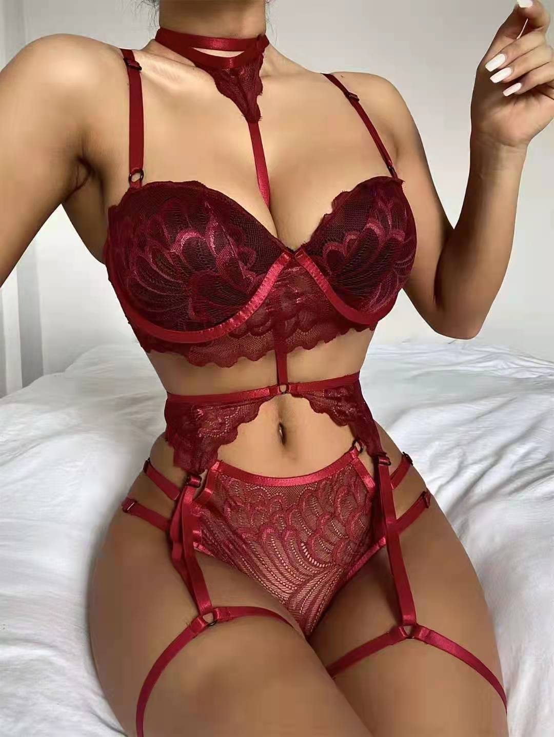 Hot Lace Temptation Three-Point Suit Sexy Lingerie