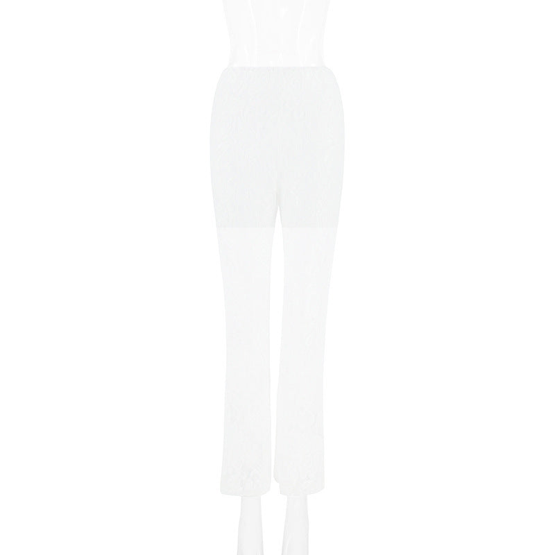 Lace Straight Trousers Fashion High Waist