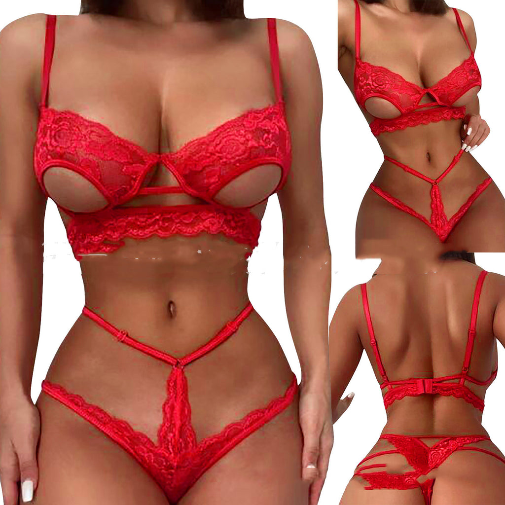 Large Size Female Bikini Lingerie  Set Front Button 