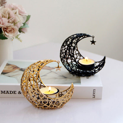 Light Luxury Crescent Moon Star  Black Gold    Yazijico™