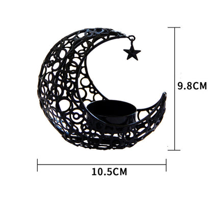 Light Luxury Crescent Moon Star  Black Gold    Yazijico™