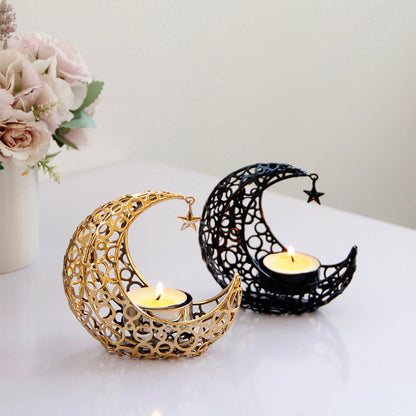 Light Luxury Crescent Moon Star  Black Gold    Yazijico™