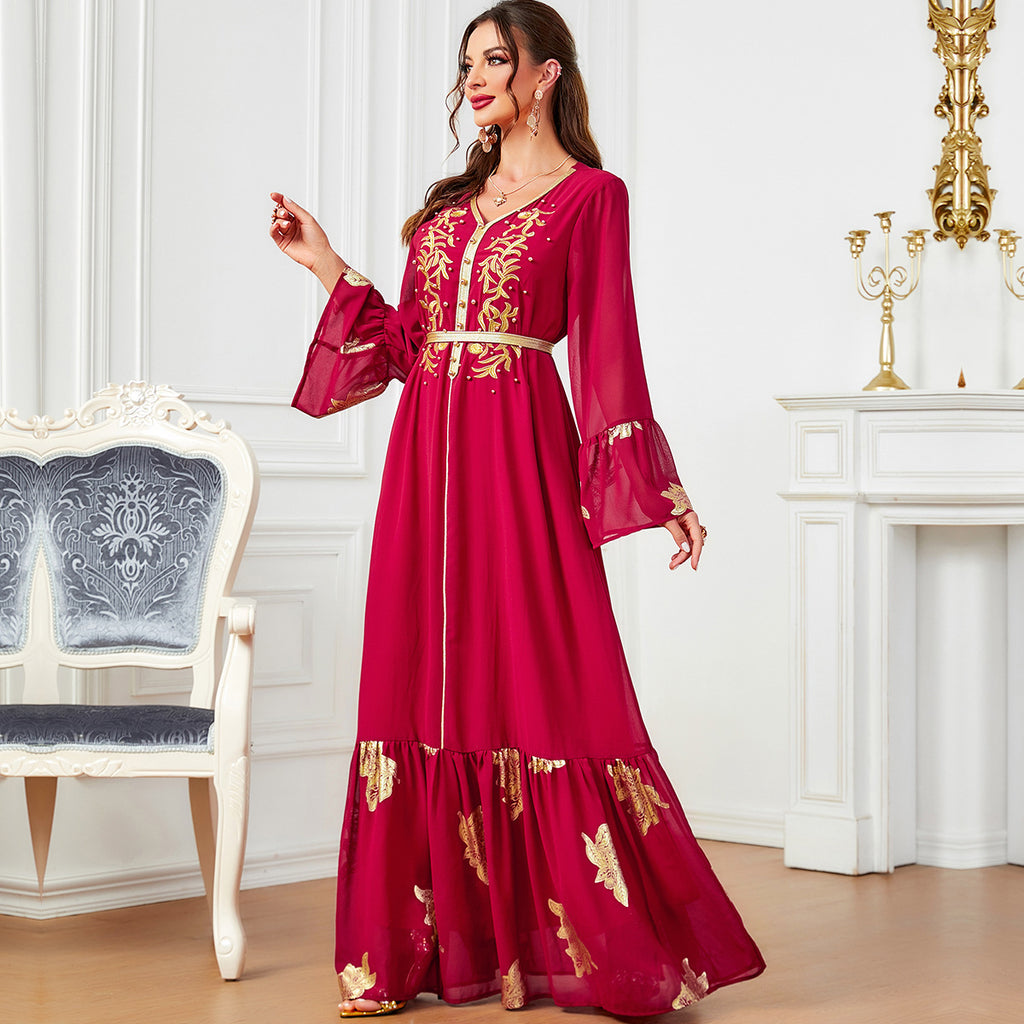 Middle East Muslim Women's Dress With Belt