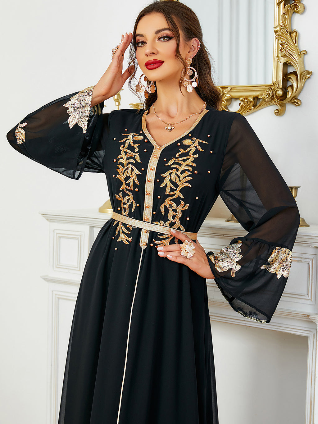 Middle East Muslim Women's Dress With Belt