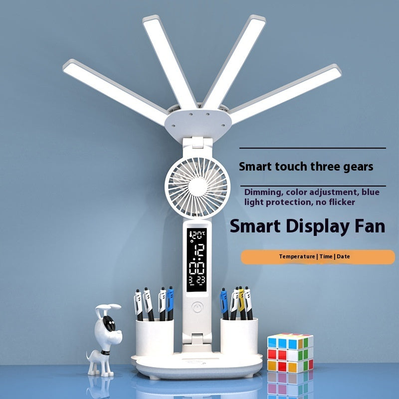 Multifunction Table Lamp LED With Fan Clock 