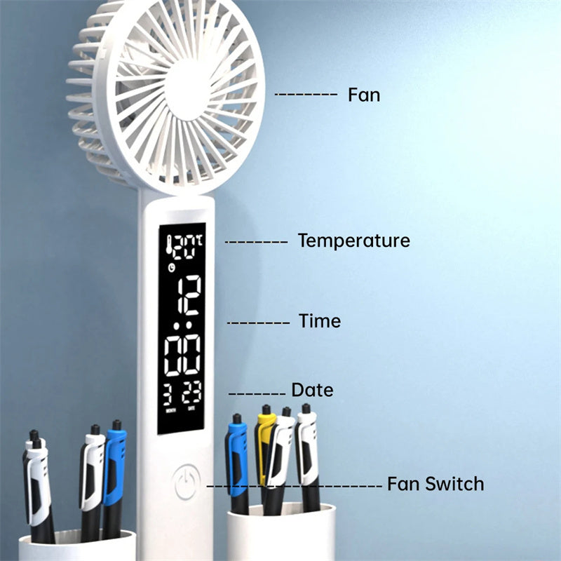 Multifunction Table Lamp LED With Fan Clock 