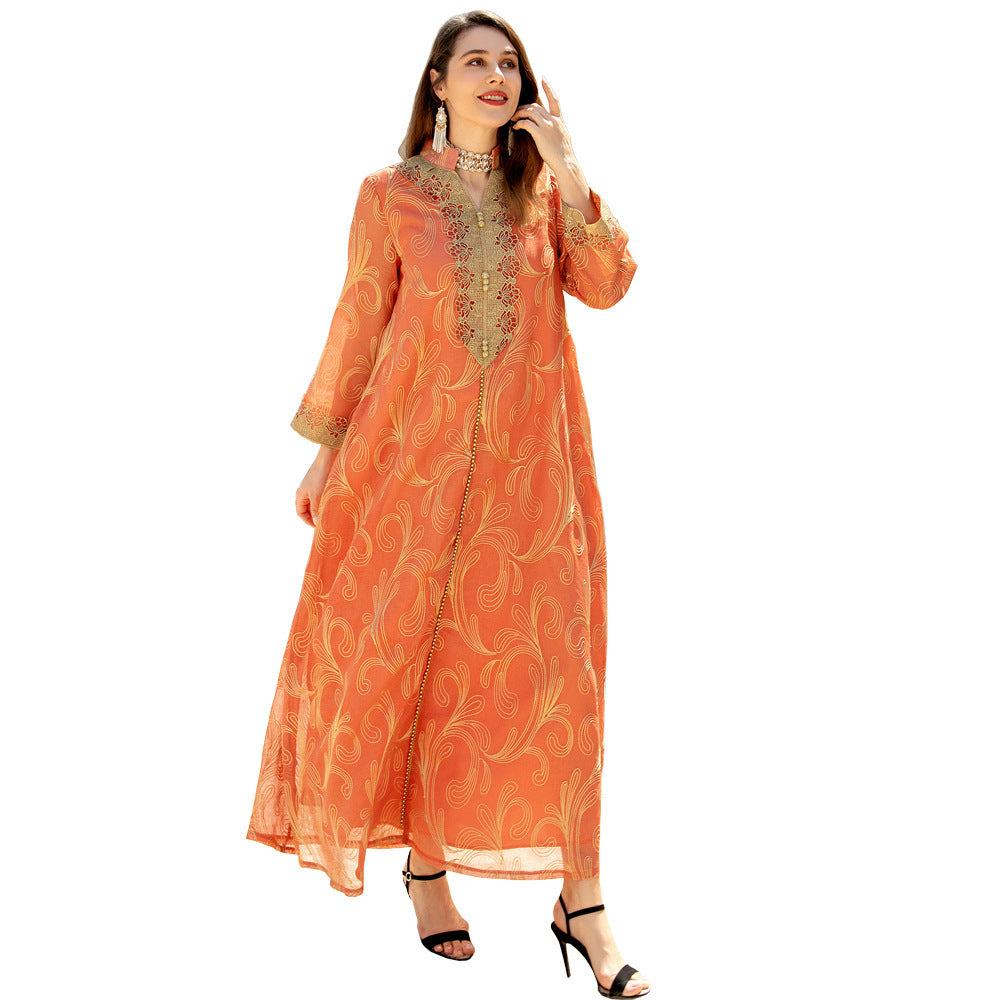 Muslim Spring And Summer Middle East Swing Dress 