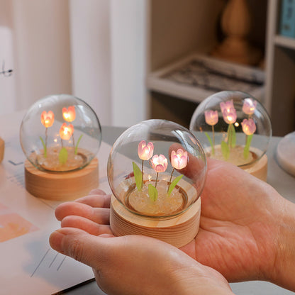 Night Light Tulip Flower Handmade DIY Bedside
