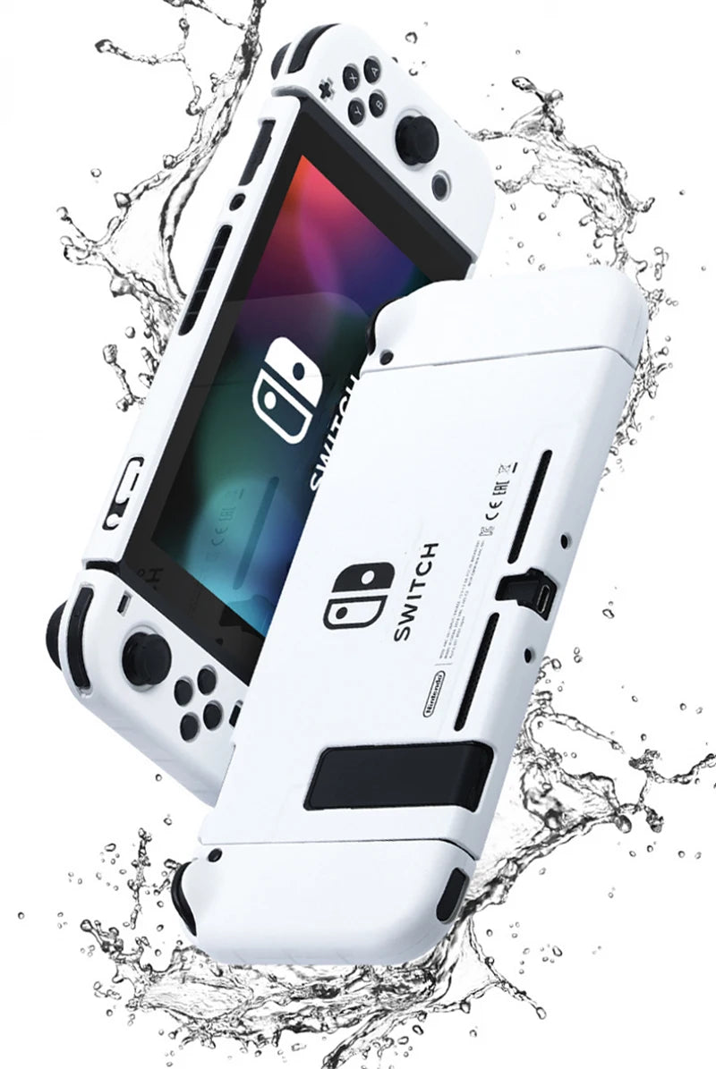 White gaming console with water splashes on a white background