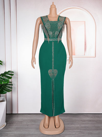 Robe à col en V tendance africaine grande taille | Yazijico™