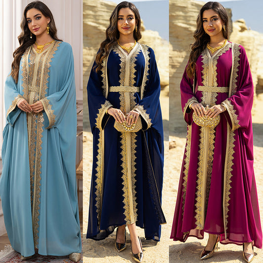 Muslim Dress Belt Middle East Women Dress 