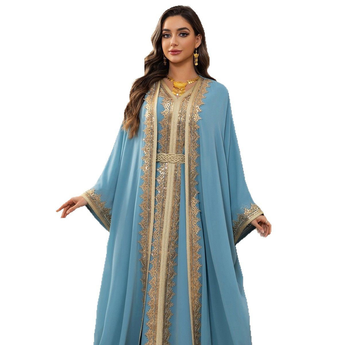 Muslim Dress Belt Middle East Women Dress 