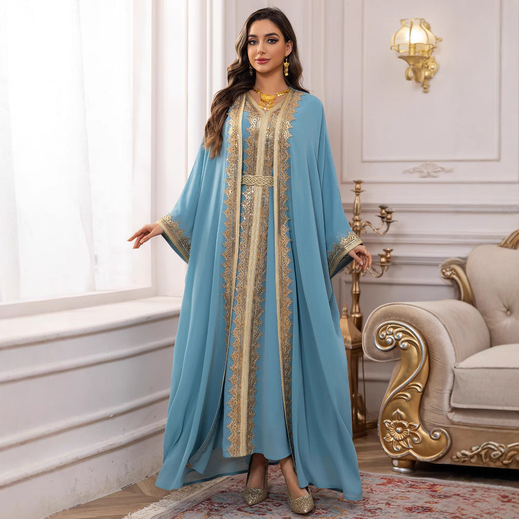 Muslim Dress Belt Middle East Women Dress 