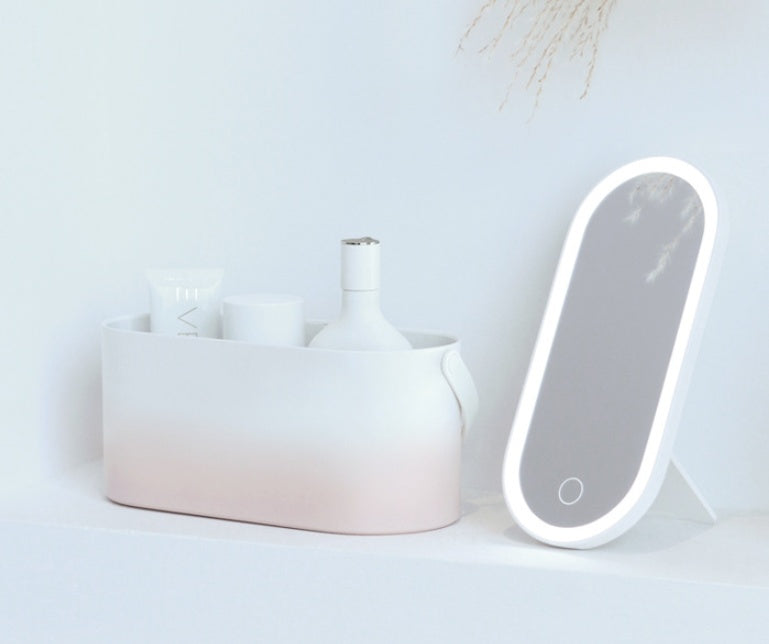 Portable Led Desk Storage Cosmetic Mirror 