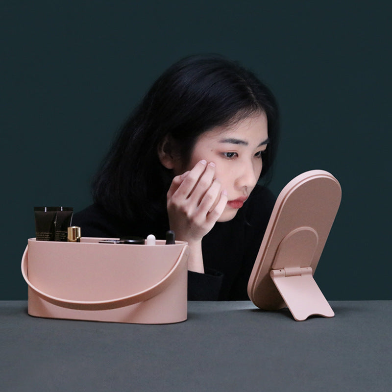 Portable Led Desk Storage Cosmetic Mirror 