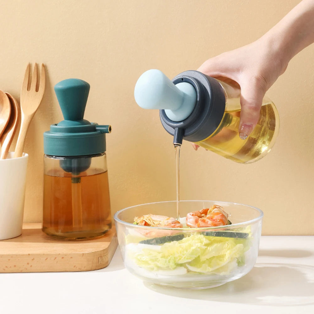 Glass Oil Bottle With Silicone Brush Kitchen Utensil | Yazijico™ 