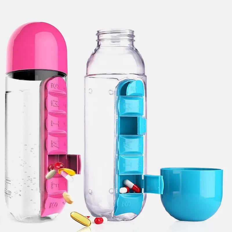 2 in 1 600ml 7 Grids Medicine Box Water Cup | Yazijico™