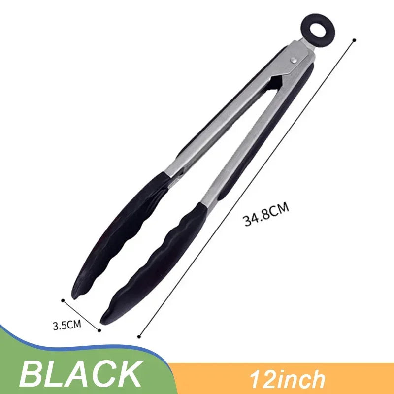 Silicone BBQ Grilling Tongs Kitchen Cooking