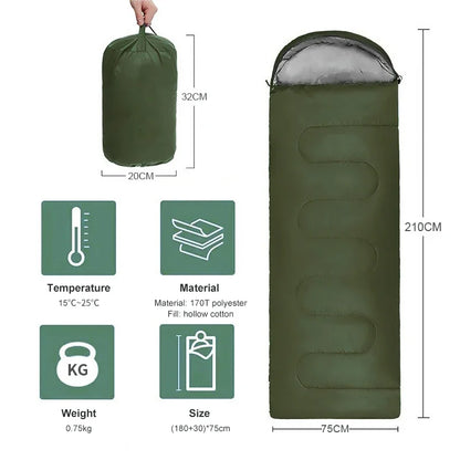 Camping Sleeping Bag Lightweight 4 Season Warm Envelope