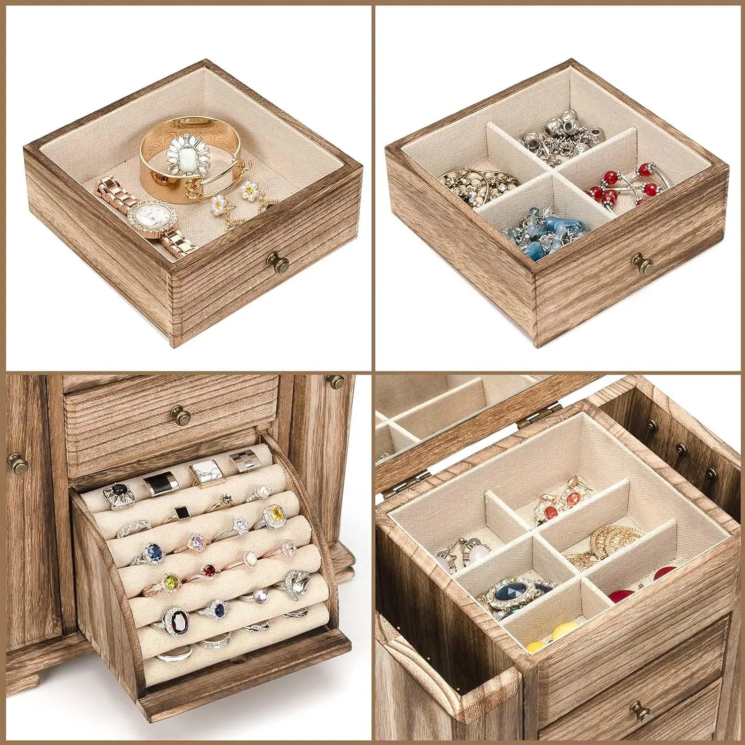 Yazijico™ Rustic Wooden Jewelry Boxes & Organizers - Yazijico™ 