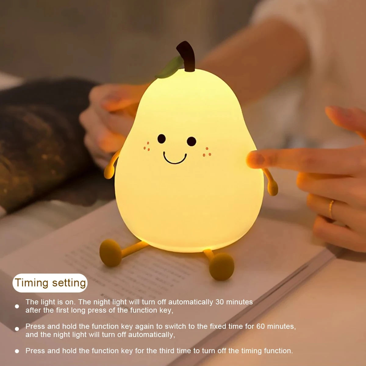 Yazijico™ Cute Fruit LED Night Light Silicone Bedroom - Yazijico™ 