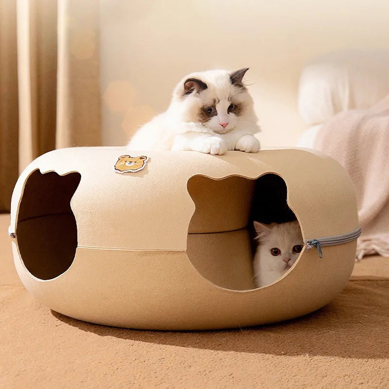 Donut Cat Bed Hiding House Indoor Tunnel Toys| Yazijico™ 