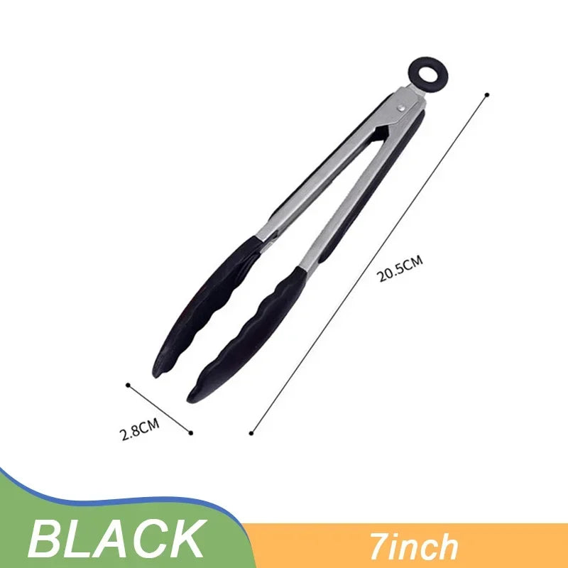 Silicone BBQ Grilling Tongs Kitchen Cooking