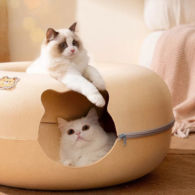 Donut Cat Bed Hiding House Indoor Tunnel Toys| Yazijico™ 