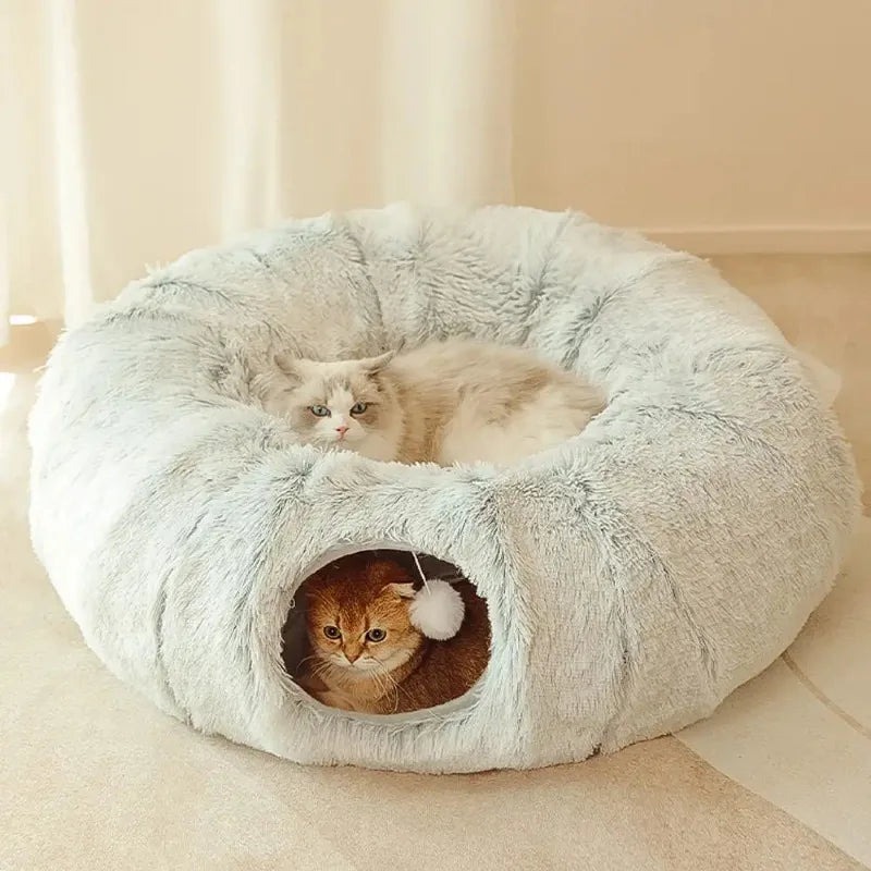 Yazijico™ Plush Cat Bed with Tunnel for Indoor Cats - Yazijico™ 