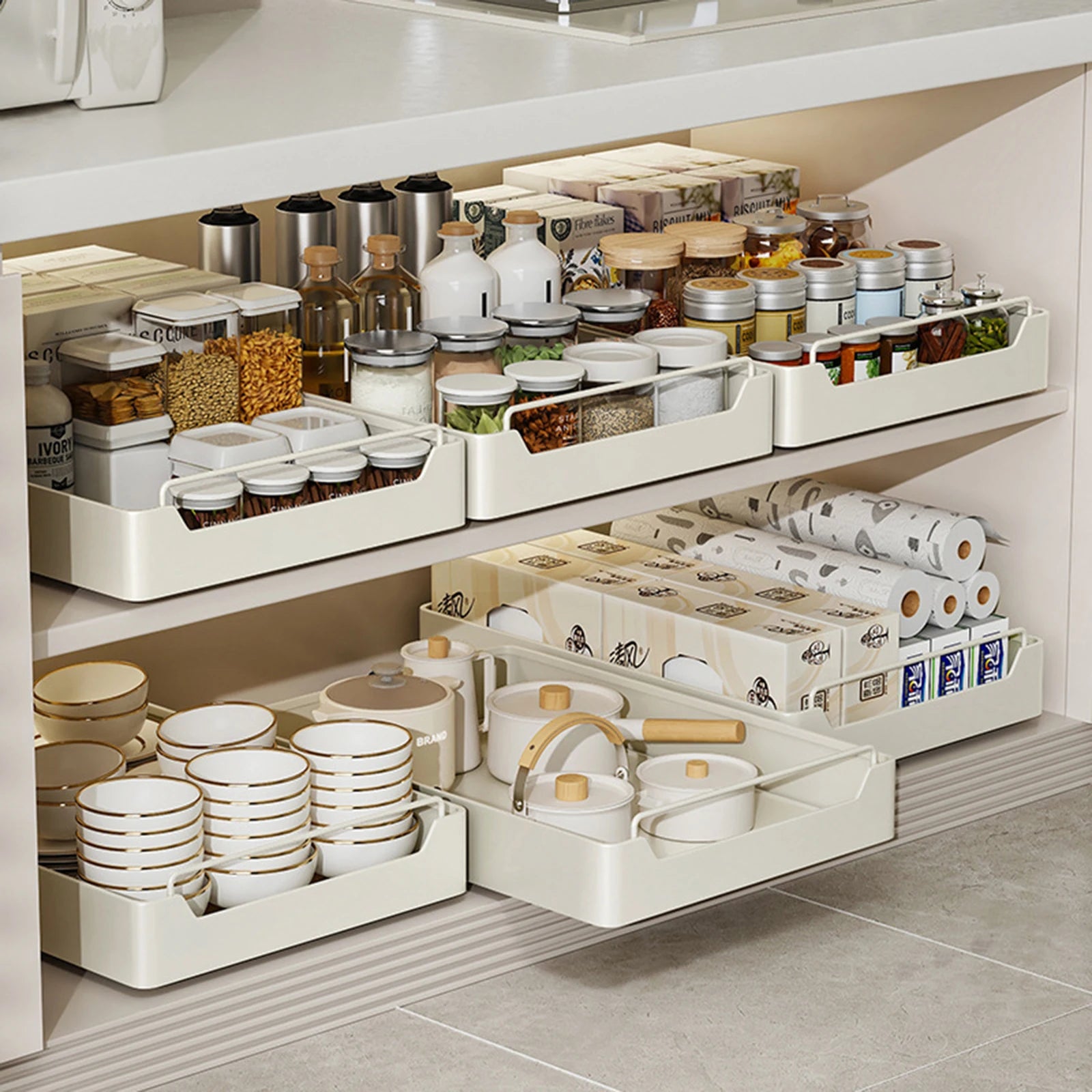 Pull Out Cabinet Organizer Fixed With Damping Guide | Yazijico™  