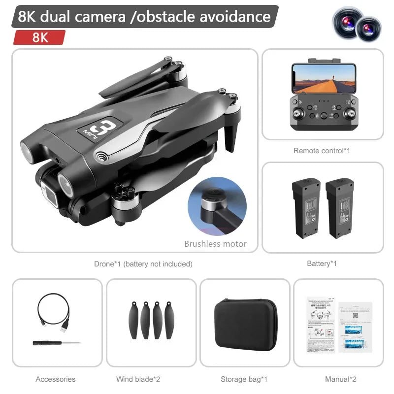 Drone Dual Camera 8K Professional Brushless Motor