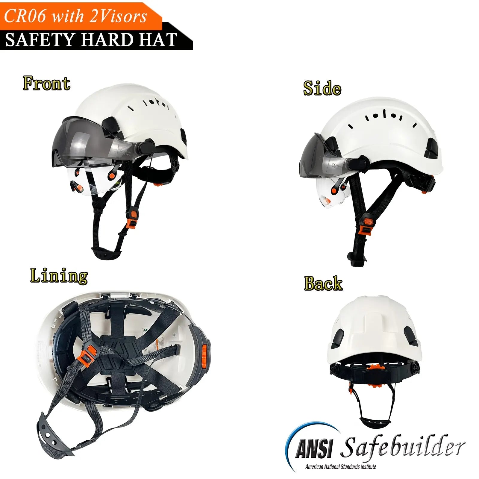 Yazijico™ Safety Helmet Hard Hat with Visor Clear - Yazijico™ 