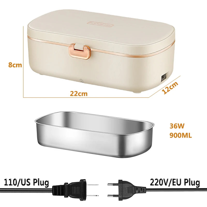 Stainless Steel  Electric Heating Lunch Box Portable | Yazijico™ 