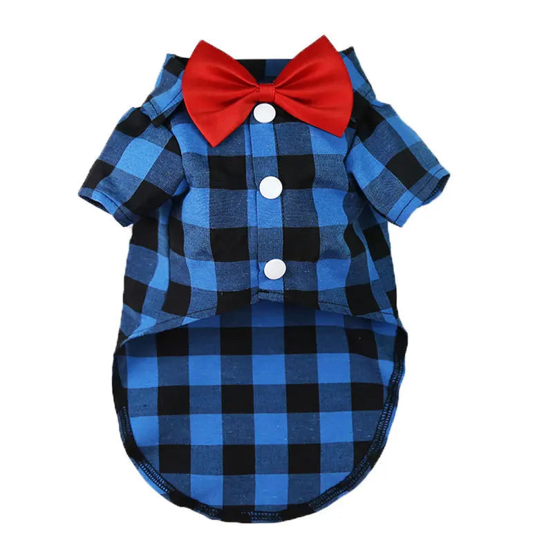 Pet Clothes Dogs Plaid Striped Shirt Suit Wedding Dress | Yazijico™ 