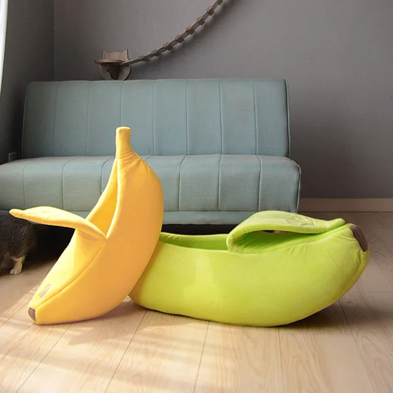 Warm Banana Shaped Dog Cat Bed Cozy Basket Puppy  | Yazijico™  