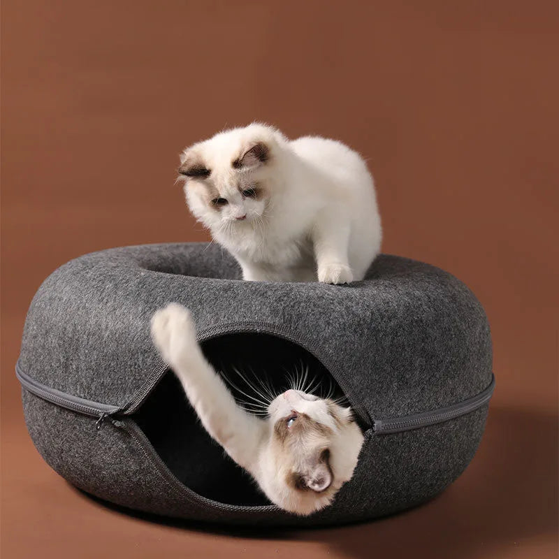 Yazijico™ Cat Bed Donut Shape Pet Interactive House - Yazijico™ 