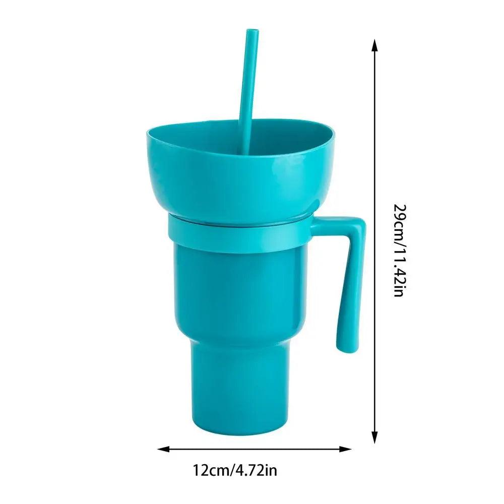 Snack Bowl Drink Cup Splash Proof Leakproof Portable 