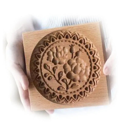 Wooden Shortbread Mold Raspberry Heart Carved | Yazijico™