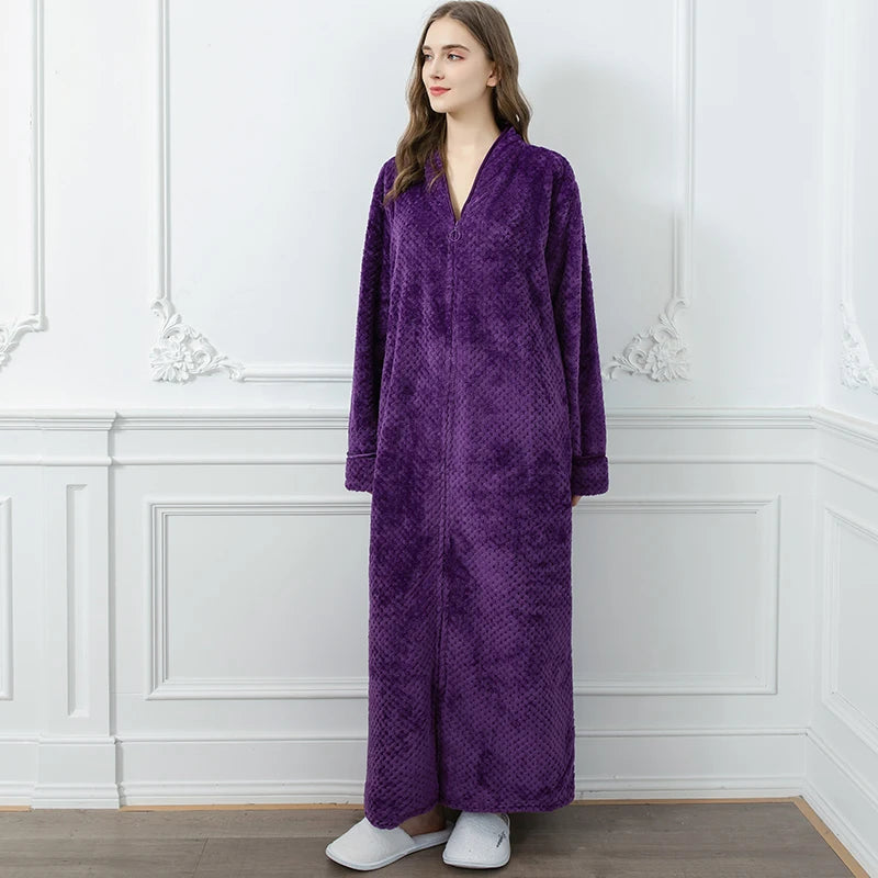 Bathrobe Long Thermal Jacquard Flannel Bathrobe | Yazijico™