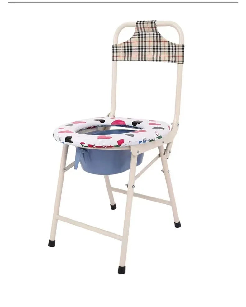 Elderly Potty Seat Wholesale Pregnant Women Folding Commode Chair Mobile Toilet Stool High Backrest Household Toilet Urine