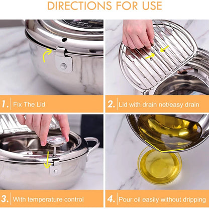 Yazijico™ Japanese Deep Frying Pot with a Thermometer - Yazijico™ 