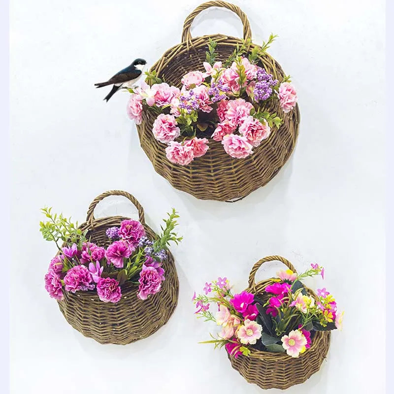 Hand Made Wicker Rattan Flower Basket| Yazijico™ 