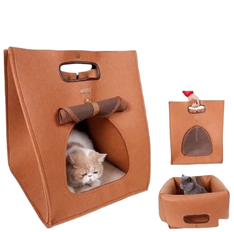 Multi-functional Pet Bed Felt Puppy Cat Washable Collapsible  | Yazijico™