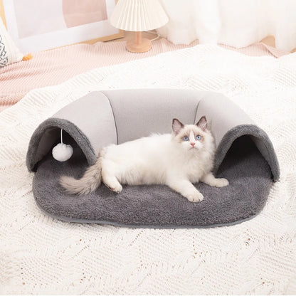 Cat Tunnel Bed for Pets Cats 2-in-1 Cat Bed Play Tunnel | Yazijico™ 