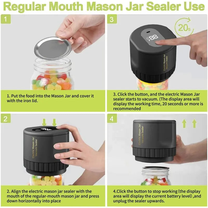 Electric Mason Jar Vacuum Sealer Kit | Yazijico™